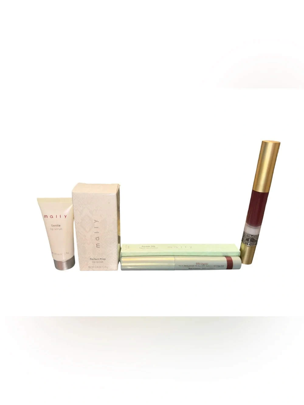 Mally Beauty 3-Piece Makeup Bundle – Lip Scrub + Liquid Eyeshadow + Lipstick